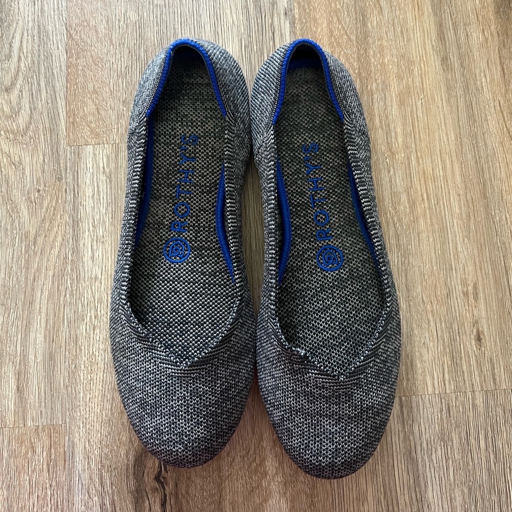 Rothy's The Round Toe Charcoal Flats Birdseye Knit Size 7